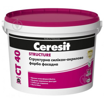 Краска Ceresit СТ 40 10л акриловая структурная-0